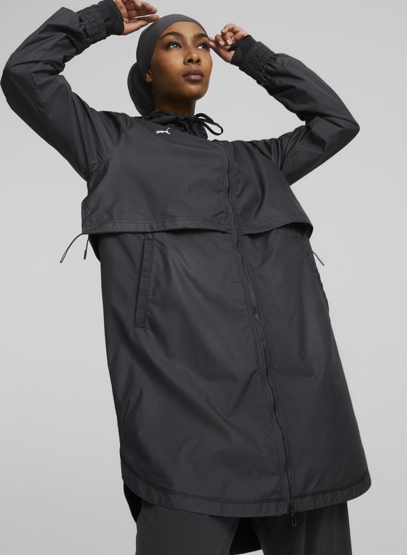 PUMA Modest Activewear Training Rain Womens Black Jacket - Image 1